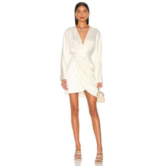 Significant Other Samara Dress Cream Sheen Satin Long Sleeve - Picture 6 of 6